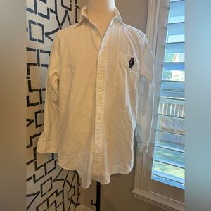 Ralph Lauren Men's White Blake Polo Bear Oxford Button-Down Shirt